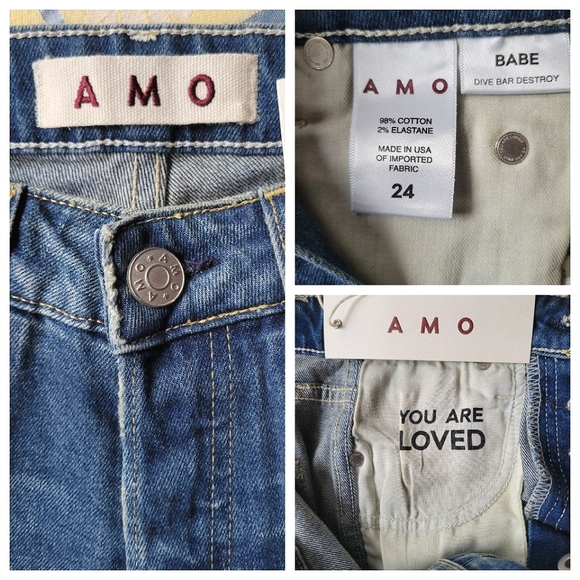 NWT AMO Babe Dive Bar Jeans Straight Flare Ankle Cropped - Picture 14 of 16